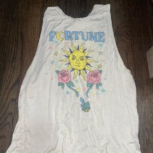 Hem & Thread Cream Graphic Relaxed Tank Top